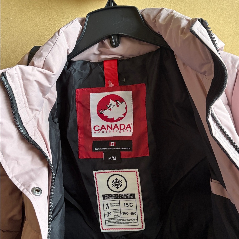 Canada weather gear Long Hooded Puffer Coat in Blush Pink - Picture 6 of 15